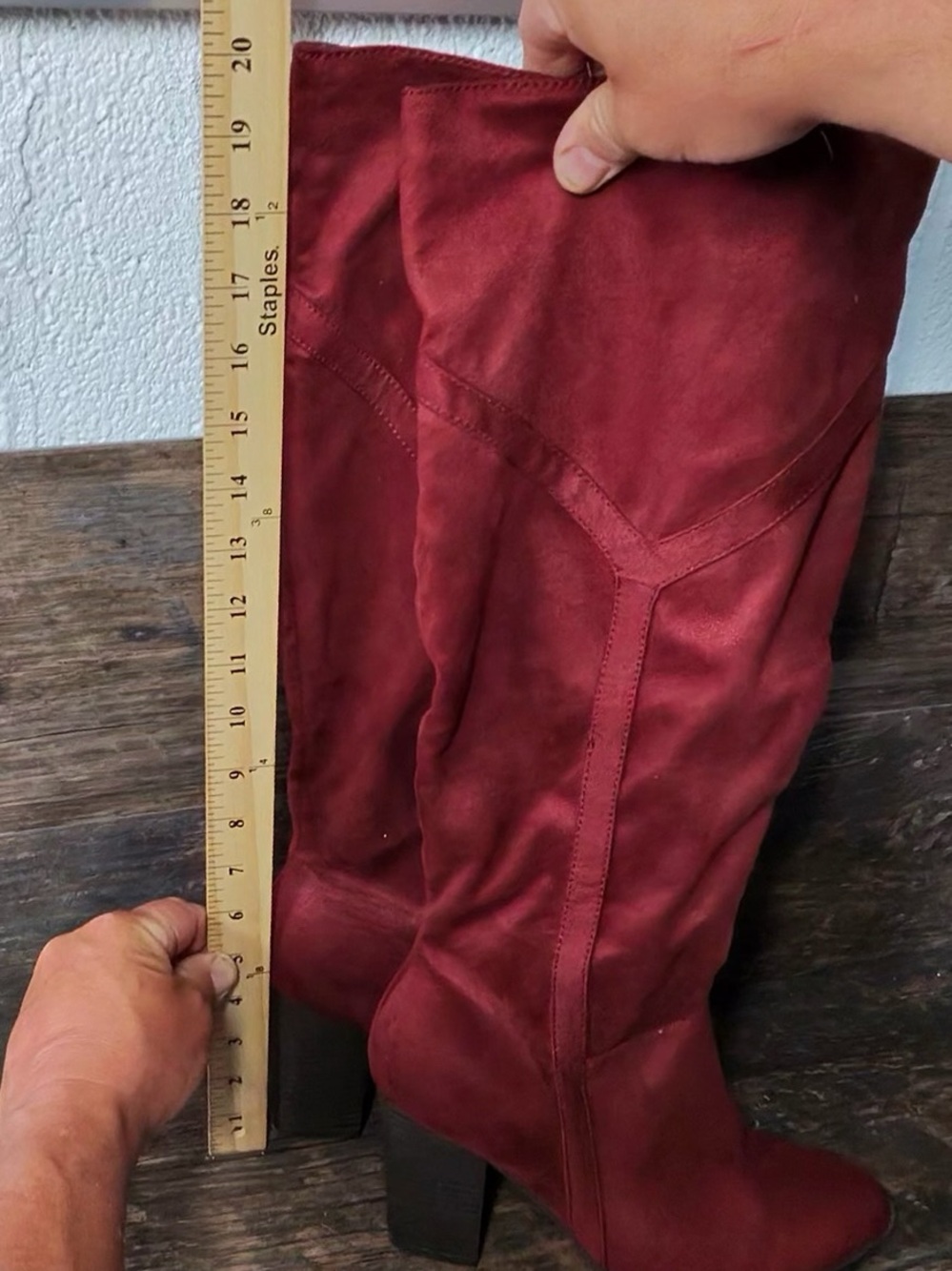 Women's Red Heeled Boots - Picture 4 of 9